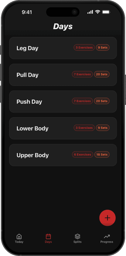 SimpleSplit Days tab screenshot