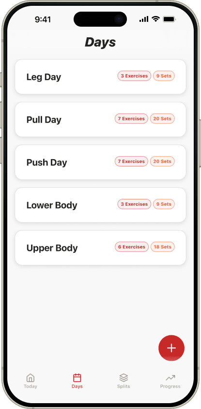 SimpleSplit Days tab screenshot