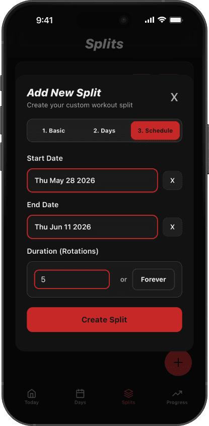 SimpleSplit schedule screenshot