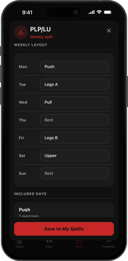 SimpleSplit shareable workout template