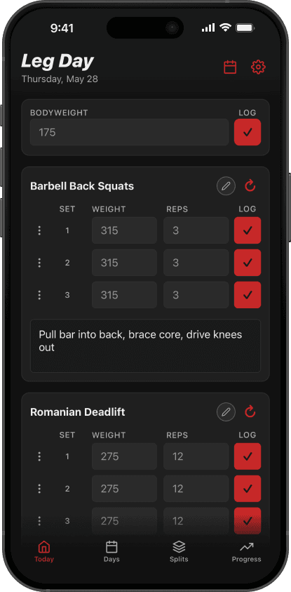 SimpleSplit Today Tab Screenshot