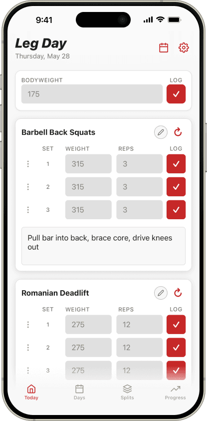 SimpleSplit Today Tab Screenshot