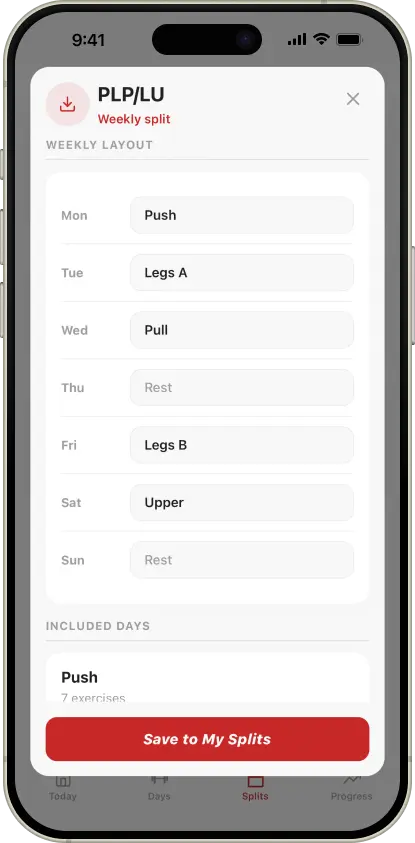 SimpleSplit shareable workout template