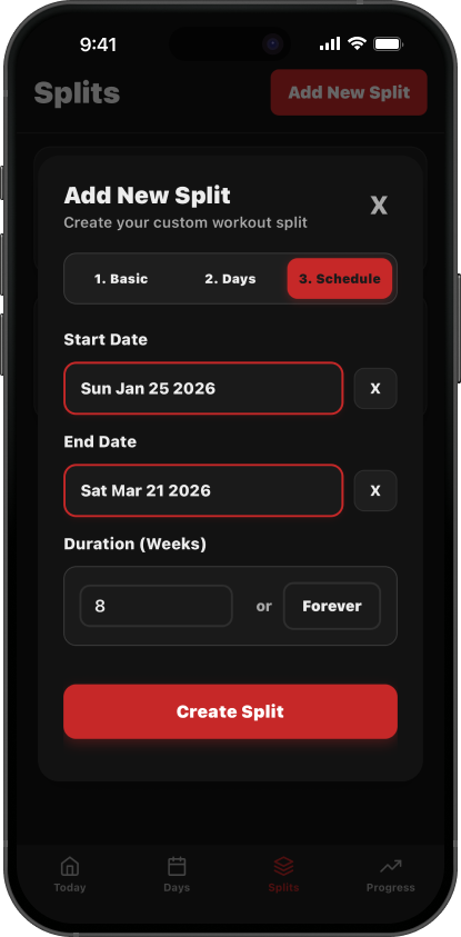 SimpleSplit schedule screenshot